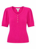 Ribbed Knit Puff Sleeve Top