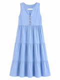 Tiered Button Front Maxi Dress