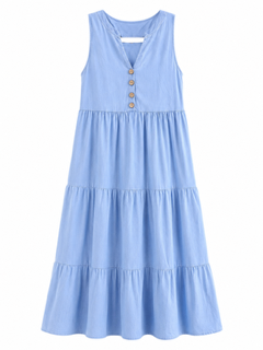 Tiered Button Front Maxi Dress